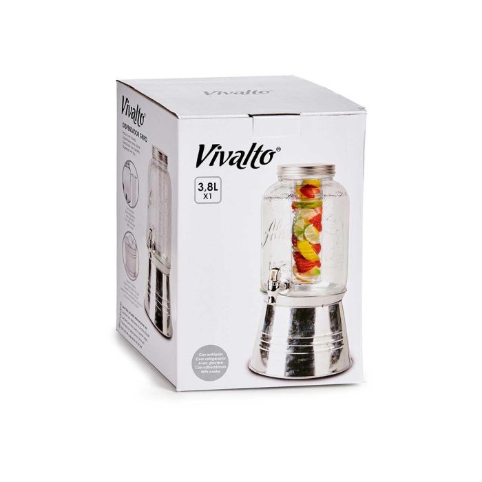 Vivalto Jarra con Soporte y Enfriador 3800ml Plata Cristal, Metal y Plástico 19x37x19cm (Set de 6) 2