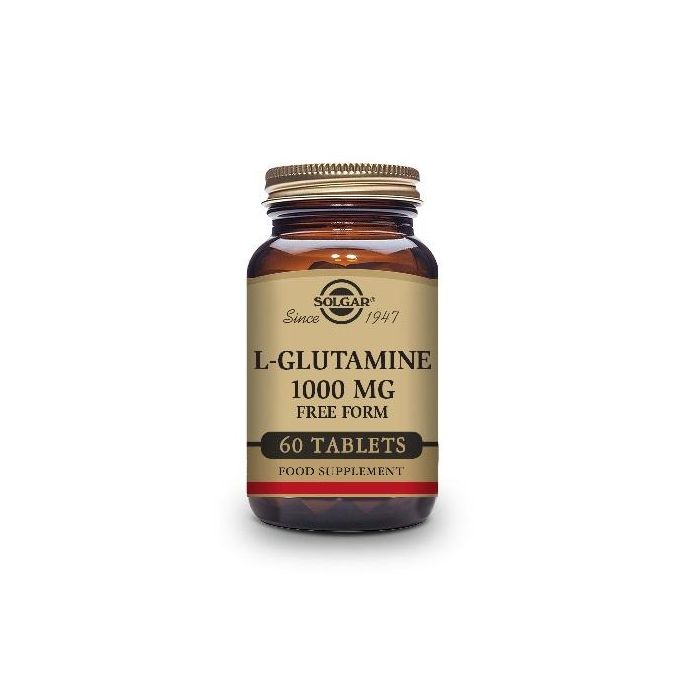 SOLGAR L-Glutamina 1000 mg en forma libre, para deporte, recuperación muscular y fatiga. Apto para veganos, 60 Comprimidos