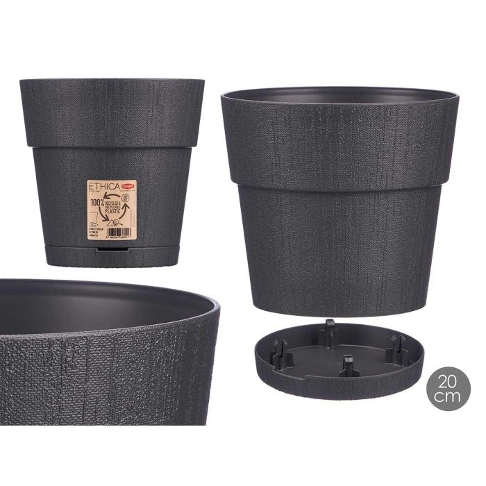 Maceta plástico 20 cm Ethica Antracita Stefanplast - 100% reciclado con reserva de agua (12 Unidades) Maceta plástico 20 cm Ethica Antracita Stefanplast - 100% reciclado con reserva de agua (12 Unidades)