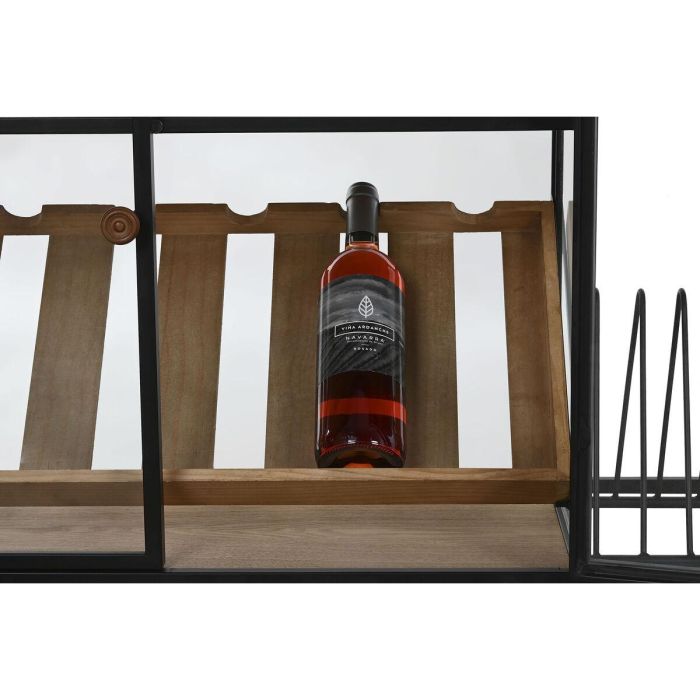 Botellero Home ESPRIT Negro Natural Madera Metal Cristal 102 x 32 x 60 cm 10