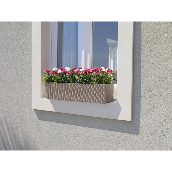 Jardinera - Balconera cottage 80 - Kit completo - Marrón arena - 12 L - LECHUZA 1