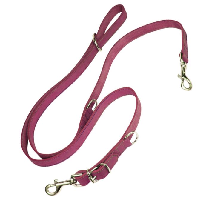 Gloria Multi-Correa Multiposición Oasis de Piel Rosa 200 cm x 21 mm - Para 2 Perros, Manos Libres y Adiestramiento