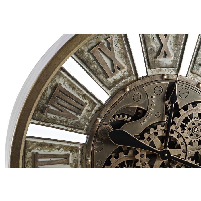 DKD Home Decor Reloj de Pared Loft, Dorado y Blanco, de Hierro y Cristal, 72 x 72 cm 2
