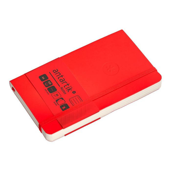 Cuaderno Con Gomilla Antartik Notes Tapa Blanda A6 Rayas Rojo 100 Hojas 80 gr Fsc 5