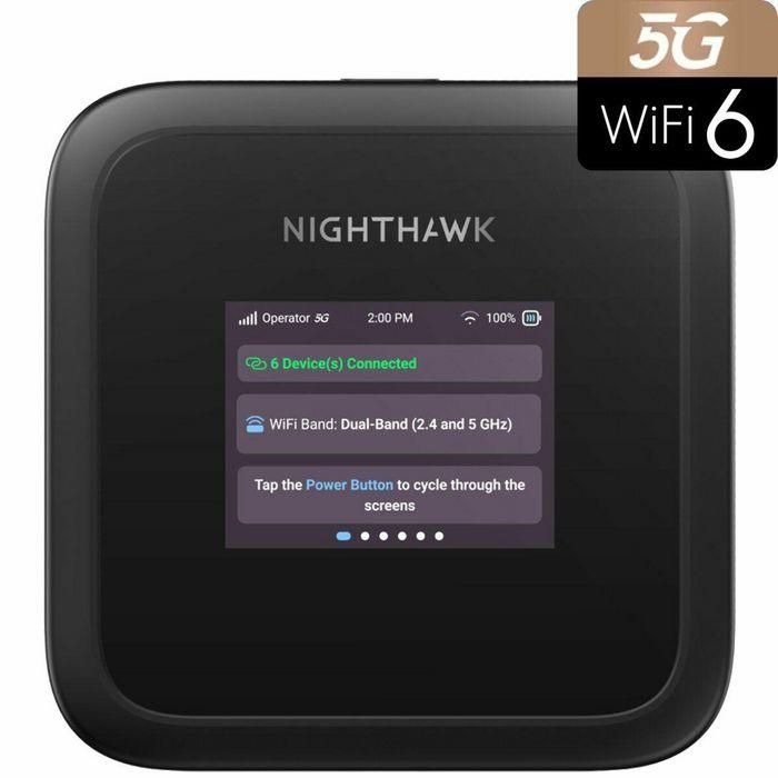 NETGEAR MR3150-100EUS Nighthawk M3 5G Mobile Router Wi-Fi 6 Doble Banda (2.4/5 GHz) Enrutador Portátil Negro