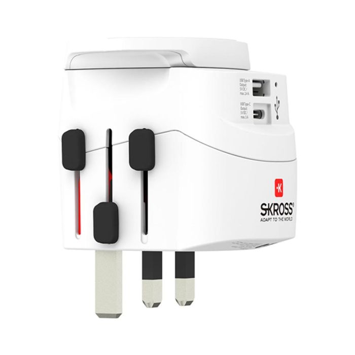 Skross 1302472 Set 2 Multi Adaptadores de Viaje Universal Suiza UK/US/AU/China con USB-C y USB-A para Aparatos con/sin Toma Tierra 2 Skross 1302472 Set 2 Multi Adaptadores de Viaje Universal Suiza UK/US/AU/China con USB-C y USB-A para Aparatos con/sin Toma Tierra 2
