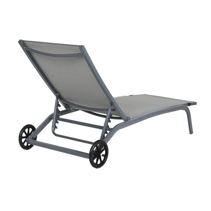 DKD Home Decor Tumbona de Terraza y Jardín Reclinable con Ruedas de Aluminio y Textilene Gris 64 x 97 x 187.5 cm 5 DKD Home Decor Tumbona de Terraza y Jardín Reclinable con Ruedas de Aluminio y Textilene Gris 64 x 97 x 187.5 cm 5