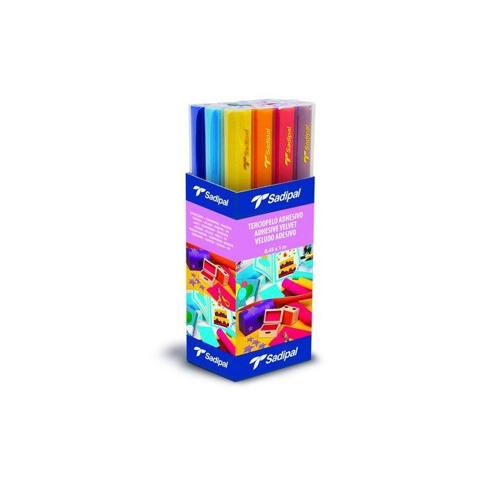 Terciopelo Adhesivo Rollo Sadipal 0,45 X 1 M Surtido Expositor De 12 Rollos (1X Color)