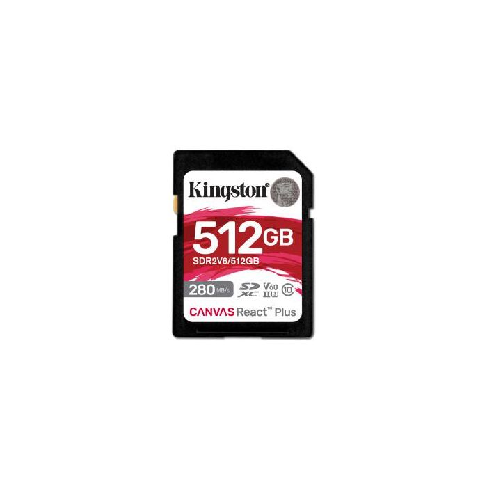 Kingston Technology Canvas React Plus 512 GB SDXC UHS-II Clase 10 Kingston Technology Canvas React Plus 512 GB SDXC UHS-II Clase 10