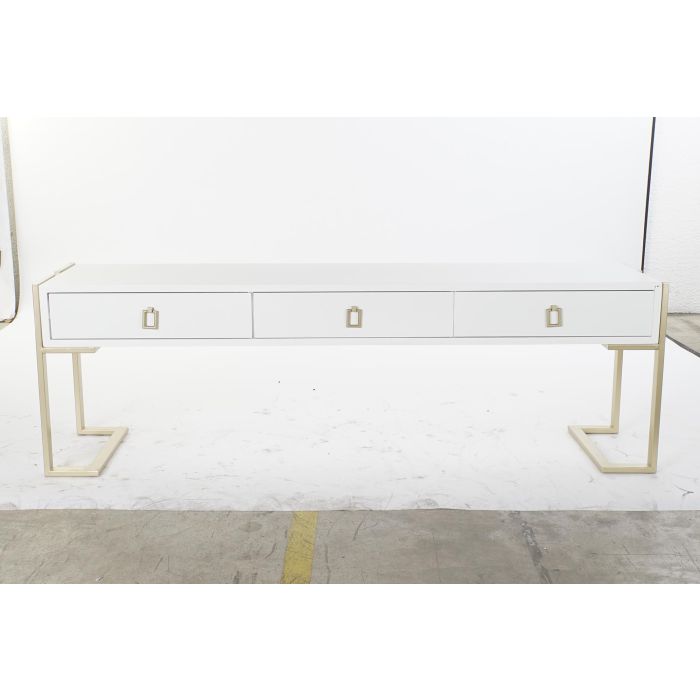DKD Home Decor Mesa Centro Glam Blanco Dorado Madera Metal 3 Cajones Desmontable 150x36x48 cm 4 DKD Home Decor Mesa Centro Glam Blanco Dorado Madera Metal 3 Cajones Desmontable 150x36x48 cm 4