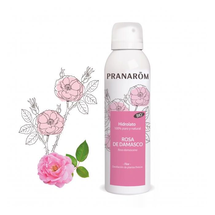 PRANAROM Rosa de Damasco Hidrolato Spray Bio 150ml para Brillo de Piel y Cabello, Tonificante y Tensor Pieles Secas y Maduras