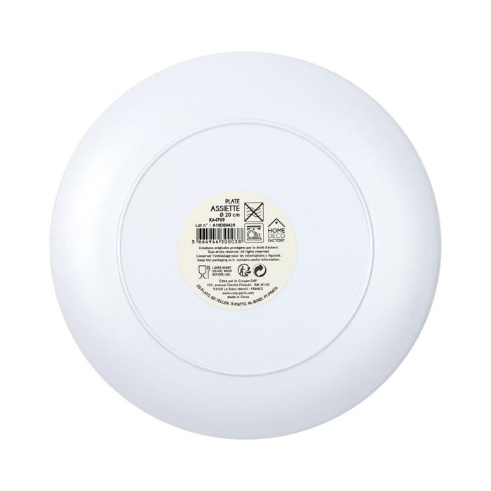 Home Deco Factory Plato Postre Zeste melamina 20 cm diseño ácido, limones, hojas b-n 1