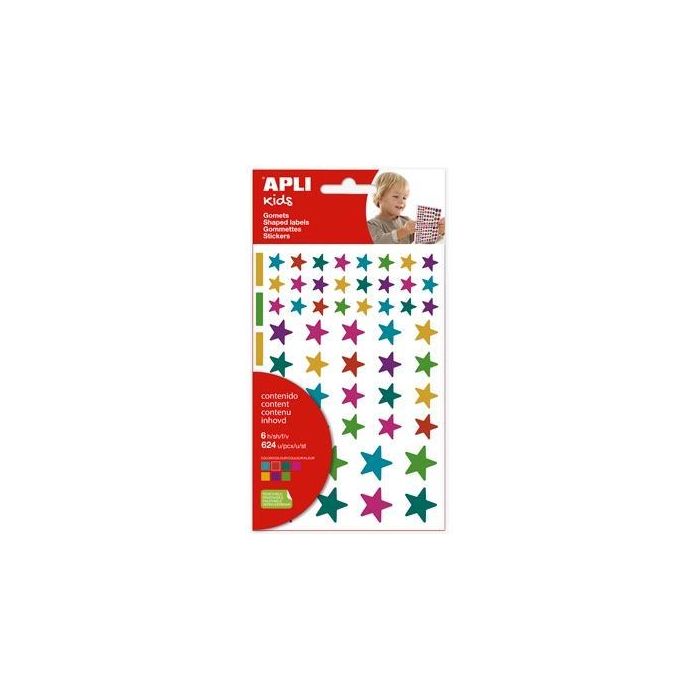 Apli Gomets Estrellas Removibles Multicolor 624 Unidades 6 Hojas C-Surtidos