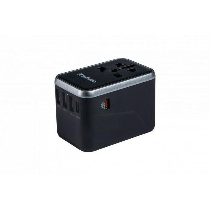 Verbatim Adaptador Universal de Viaje UTA-04 con 1 Puerto USB-C PD 61W, 1 Puerto USB-C, 3 Puertos USB-A 13
