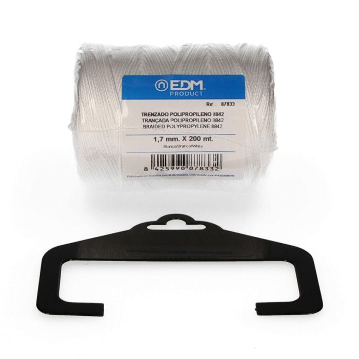 Edm Cordón trenzado polipropileno 8842 blanco, 1,7 mm x 200 m, para albañilería, agricultura, bricolaje 0 Edm Cordón trenzado polipropileno 8842 blanco, 1,7 mm x 200 m, para albañilería, agricultura, bricolaje 0