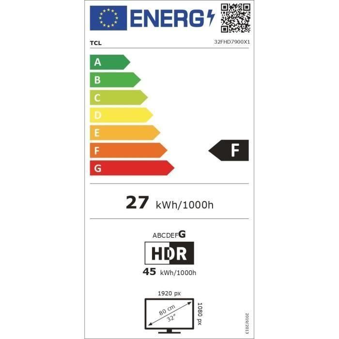 TCL 32FHD7900 - Televisor LED 32 (81 cm) - Full HD 1920x1080 - HDR10 - Android TV conectado - 2xHDMI 1.4 - WiFi 5 TCL 32FHD7900 - Televisor LED 32 (81 cm) - Full HD 1920x1080 - HDR10 - Android TV conectado - 2xHDMI 1.4 - WiFi 5