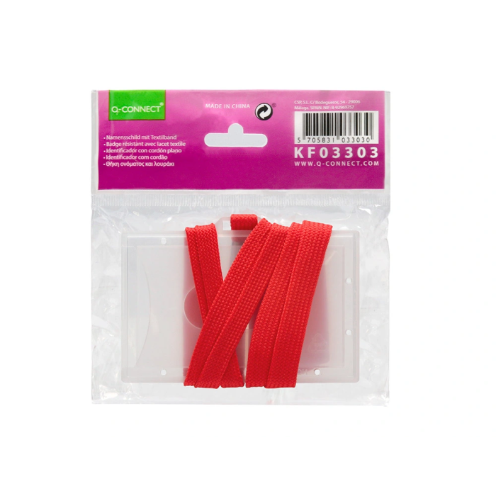 Q-connect KF03303 Identificador con cordon plano rojo y apertura lateral 94x60 mm 8