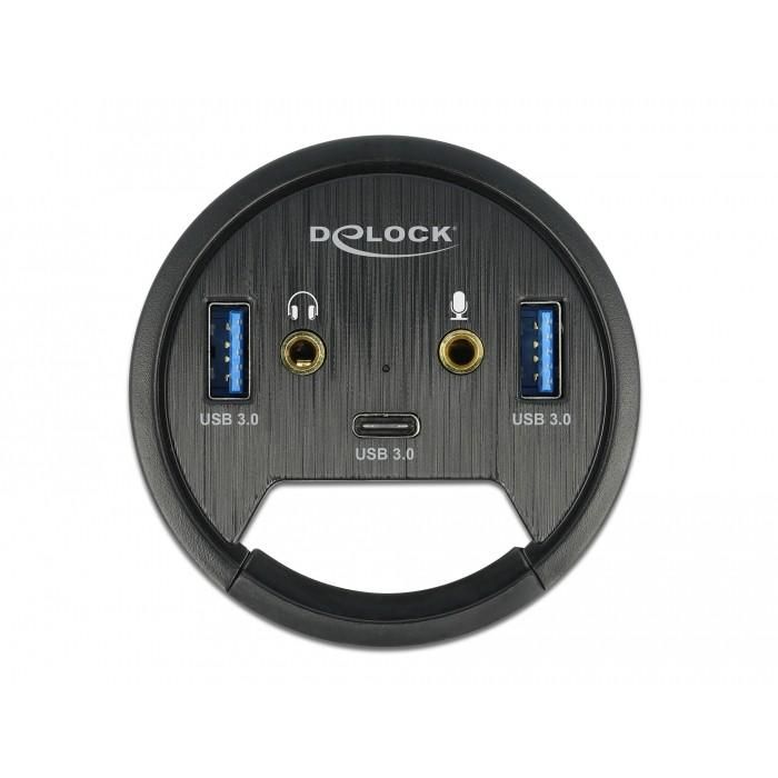 DELOCK 3 Port Tisch-Hub 1x USB Type-C und 2x USB Typ-A + HD-Audio Ports 0 DELOCK 3 Port Tisch-Hub 1x USB Type-C und 2x USB Typ-A + HD-Audio Ports 0