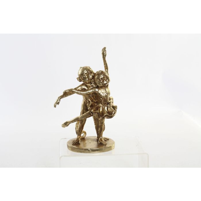 DKD Home Decor Figura Decorativa Colonial Monos Bailarines, Resina Dorada, Medidas 11.2 cm Largo x 29.5 cm Alto x 18.5 cm Ancho