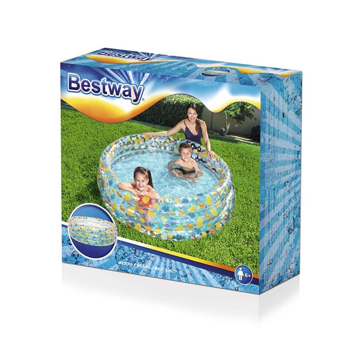 Bestway Piscina Hinchable 3 Aros Transparente Tropical 170x53 cm +6 Años Jardin 51048 12