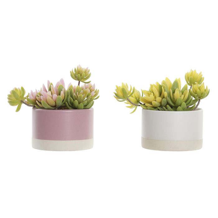 DKD Home Decor Planta Artificial con Maceta de Gres, Colores Surtidos (Rosa Palo, Amarillo), 13 cm Alto x 15 cm Ancho (Pack 4 Unidades) DKD Home Decor Planta Artificial con Maceta de Gres, Colores Surtidos (Rosa Palo, Amarillo), 13 cm Alto x 15 cm Ancho (Pack 4 Unidades)