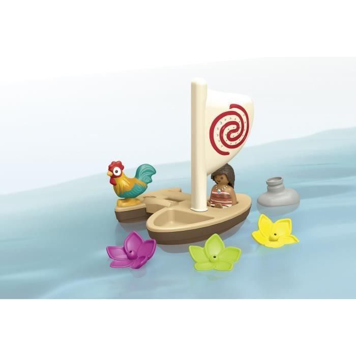 Playmobil Vaiana Junior Disney: Set Barco con Figura Moana, Gallo y Accesorios (Vela, Flores, Pulverizador) - Edad 1 año+ 2