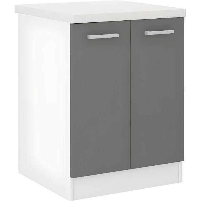 Ultra Gabinete de Cocina Base con Encimera Incluida, Gris, L 60 cm, 2 Puertas, 1 Estante, Melamina, Fabricación Europea 0 Ultra Gabinete de Cocina Base con Encimera Incluida, Gris, L 60 cm, 2 Puertas, 1 Estante, Melamina, Fabricación Europea 0