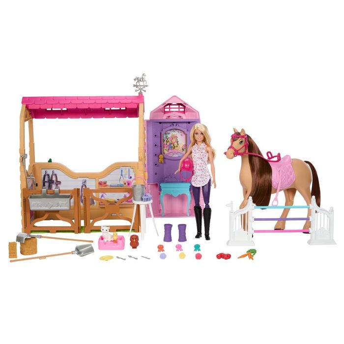 Muñeca Barbie Con Caballo Y Establo Hxj44 Mattel