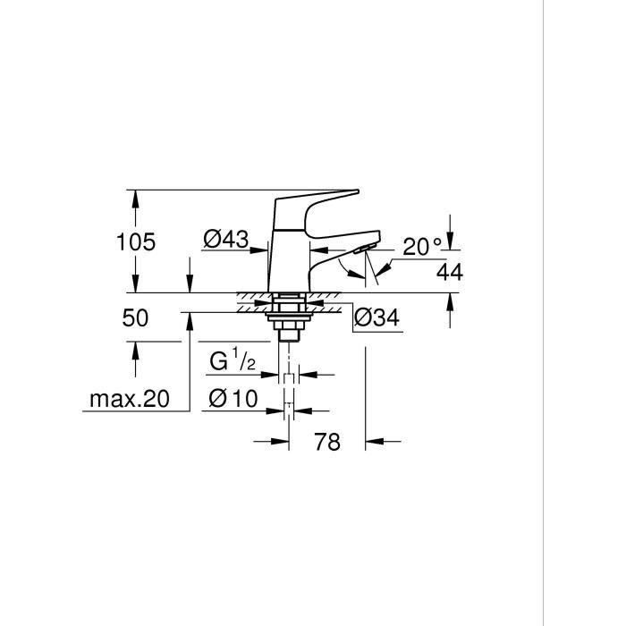 Grifo de baño monomando lavamanos - GROHE Start Flow - Talla XS - Cromo - Ahorro de agua - 20577000 1