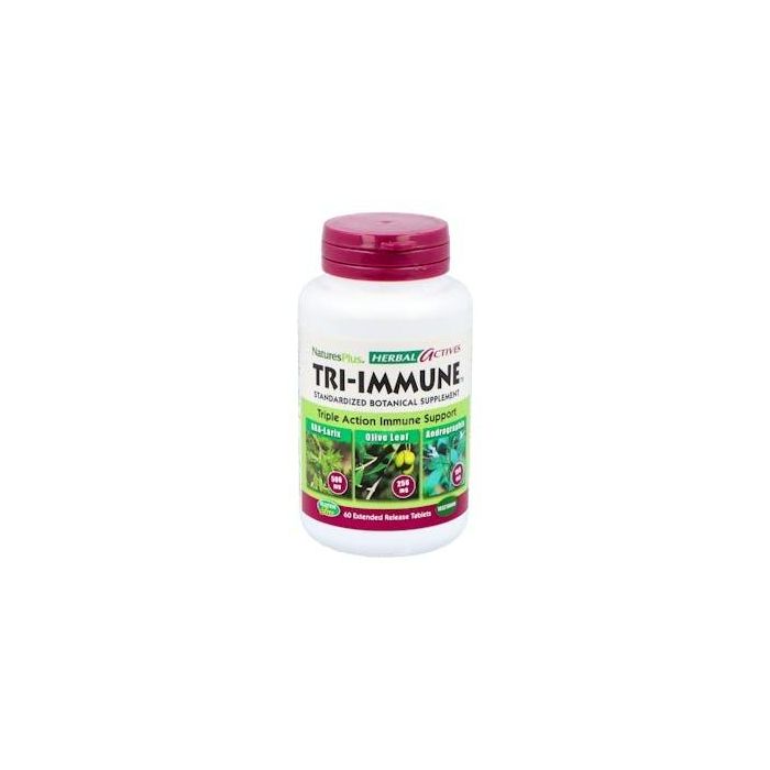 NATURES PLUS Tri-Immune 60 Comprimidos - Con Extractos Botánicos, Vitamina C y Zinc para el Sistema Inmune