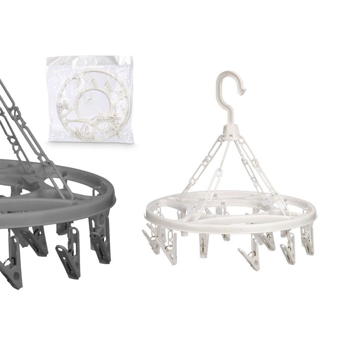 Arte Regal Tendedero Redondo para Colgar Plástico PP Blanco/Gris 34.5x37x3 cm (Set de 24)