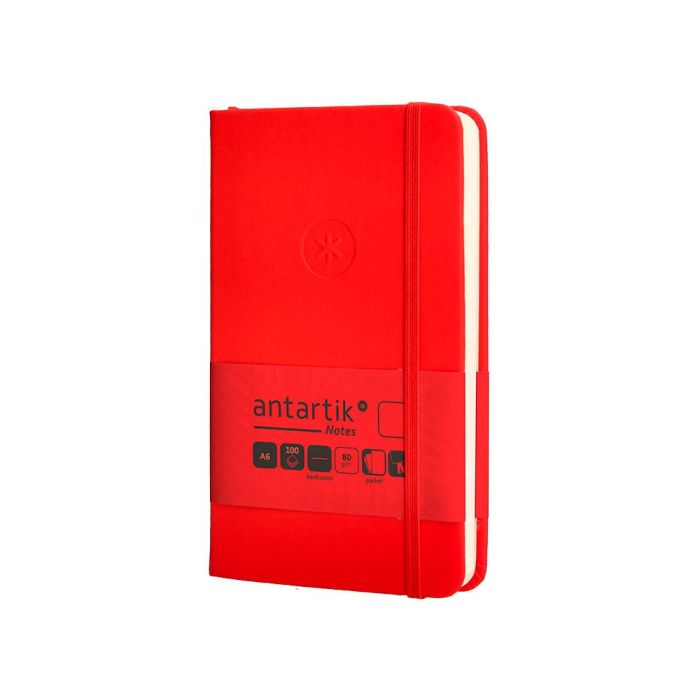 Cuaderno Con Gomilla Antartik Notes Tapa Dura A6 Hojas Lisas Rojo 100 Hojas 80 gr Fsc 3