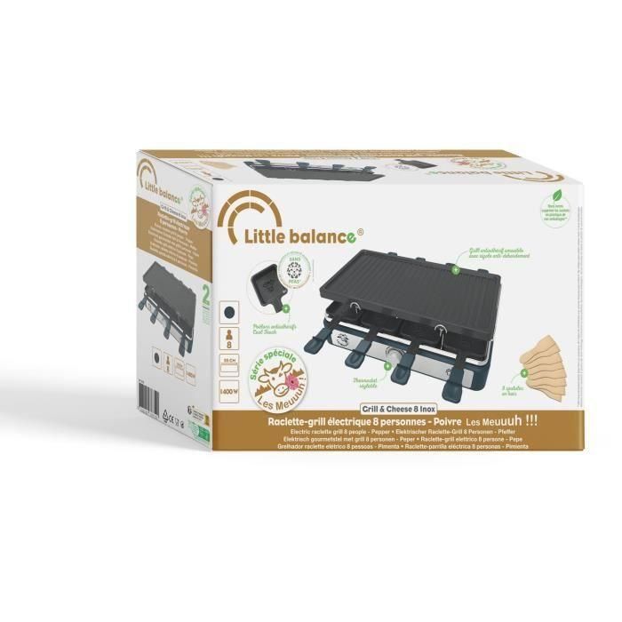 Parrilla raclette rectangular - LITTLE BALANCE - Maxi Grill & Cheese - 1400 W - 8 personas - Diseño Moo / pepper 3 Parrilla raclette rectangular - LITTLE BALANCE - Maxi Grill & Cheese - 1400 W - 8 personas - Diseño Moo / pepper 3