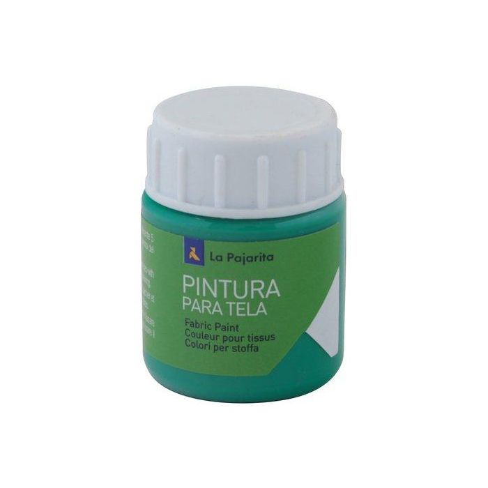 La Pajarita Pintura para Tela, Verde Esmeralda, 25 ml - Termofijable para Prendas Textiles, Sintéticas y Naturales