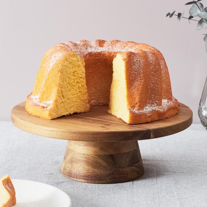 Home Deco Factory Pastelera Colección Cocooning de Madera de Acacia, Diámetro 28 cm 1