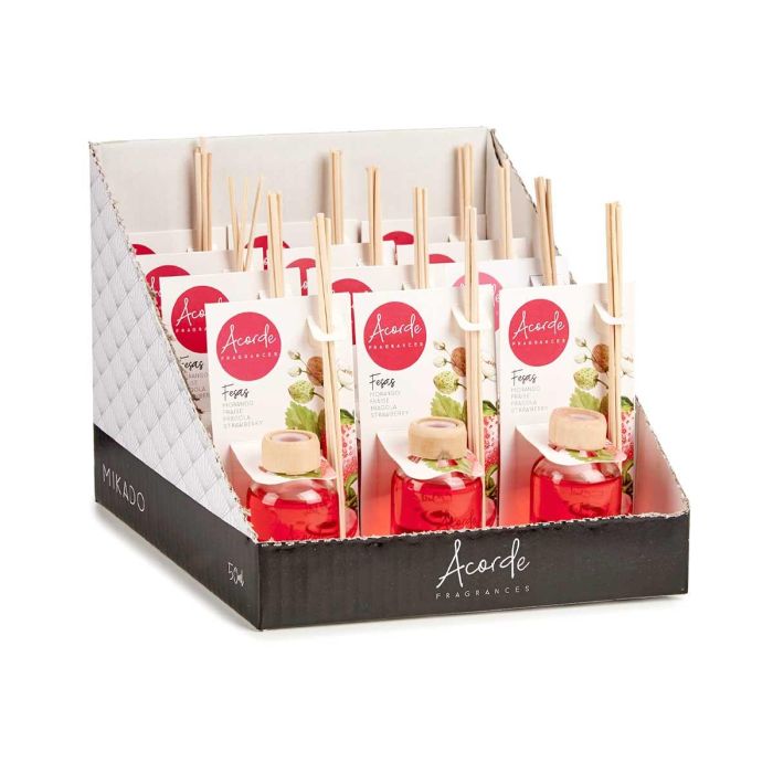 Mikado 50 ml con varilla fresa - Acorde, vidrio, madera, 7x17x5 cm, rojo (12 Unidades) 2 Mikado 50 ml con varilla fresa - Acorde, vidrio, madera, 7x17x5 cm, rojo (12 Unidades) 2