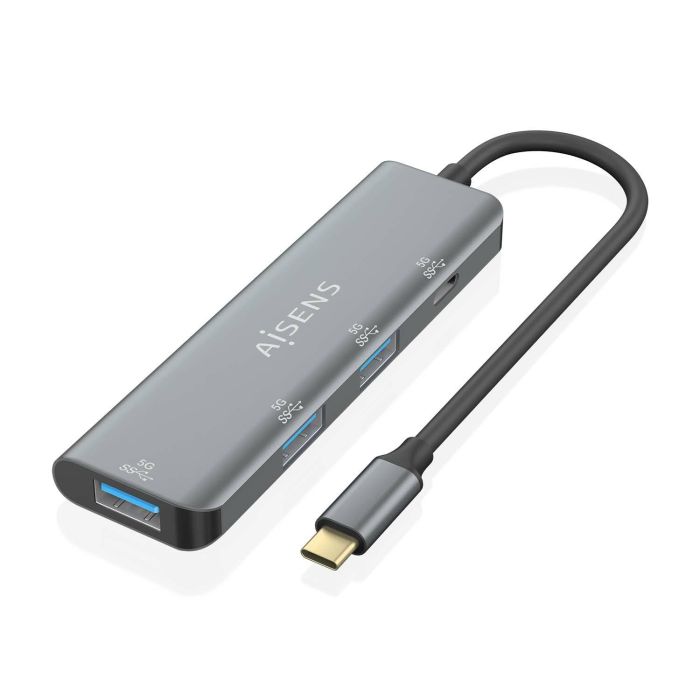 AISENS - HUB USB 3.2 GEN1 5G USB-C, USB-C/M-1xUSB-C/H-3xUSB-A/H, GRIS, 15CM AISENS - HUB USB 3.2 GEN1 5G USB-C, USB-C/M-1xUSB-C/H-3xUSB-A/H, GRIS, 15CM