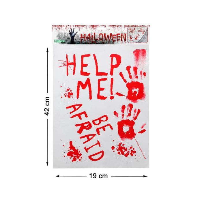 Decoración Pegatina Halloween Roja Help Me! 42x19 cm