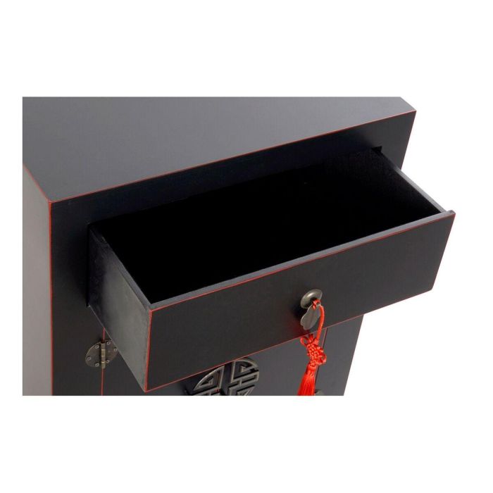 Mesita de Noche DKD Home Decor Abeto Rojo Negro Madera MDF 45 x 34 x 66 cm 3