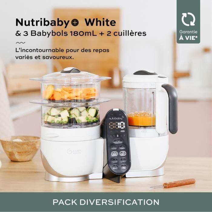 Babymoov Nutribaby Pack ( +) White y 3 Babybols 180ml + 2 Spooners - Ideal para la diversificación 1