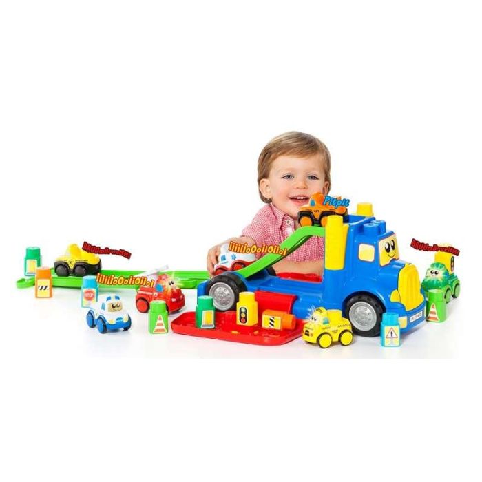 Molto Camión Portacoches 82 cm con 1 Coche y 10 Blocks, Luces y Sonidos, Pilas Incluidas, Plástico para Niños 1+ Años 1 Molto Camión Portacoches 82 cm con 1 Coche y 10 Blocks, Luces y Sonidos, Pilas Incluidas, Plástico para Niños 1+ Años 1