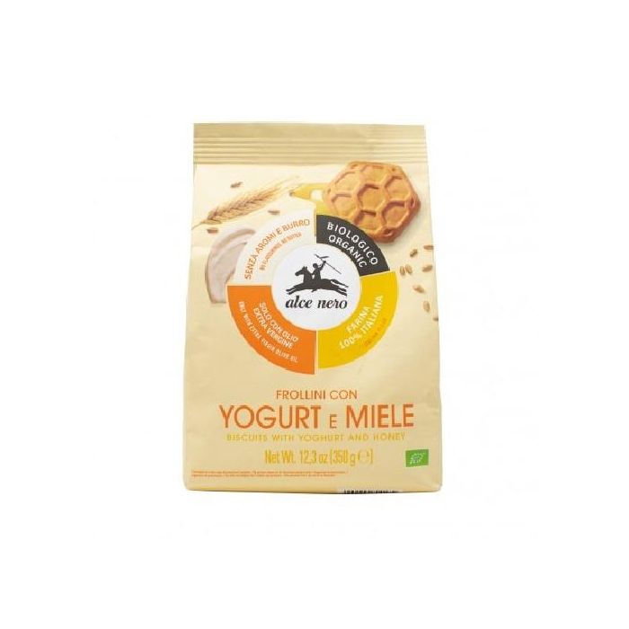 ALCE NERO Galletas de Trigo con Yogur y Miel, Bio, Sin Grasas Hidrogenadas, Aceite de Oliva Virgen Extra 350g