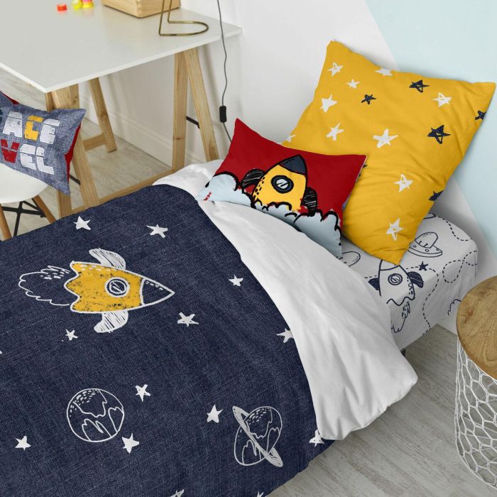 Juego de funda nórdica HappyFriday Mr Fox Starspace Multicolor Cama de 80 2 Piezas 3