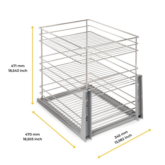 Emuca Carro extraíble Supra de fijación inferior con cierre suave, módulo 400mm, Acero, Cromado 5 Emuca Carro extraíble Supra de fijación inferior con cierre suave, módulo 400mm, Acero, Cromado 5