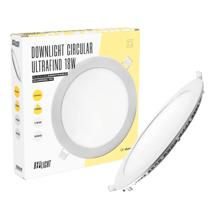 BX3 LIGHT Placa LED Circular Empotrable 18W, 1.409 Lm, 6.000 K, Blanco Frío, Vida 40.000h, para Interior, Oficina, Comercio - BX3-GP-LZ-3-M-CW BX3 LIGHT Placa LED Circular Empotrable 18W, 1.409 Lm, 6.000 K, Blanco Frío, Vida 40.000h, para Interior, Oficina, Comercio - BX3-GP-LZ-3-M-CW