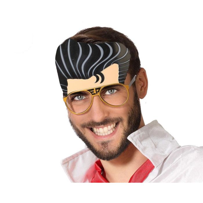 Gafas de Sol Doradas con Flequillo y Frente Incorporado para Disfraces de Superhéroe y Artistas