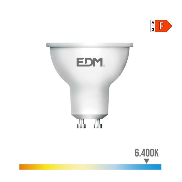 Edm Bombilla Dicroica LED GU10 7W 550lm 6400K Luz Fría Ø5x5.5cm 0 Edm Bombilla Dicroica LED GU10 7W 550lm 6400K Luz Fría Ø5x5.5cm 0