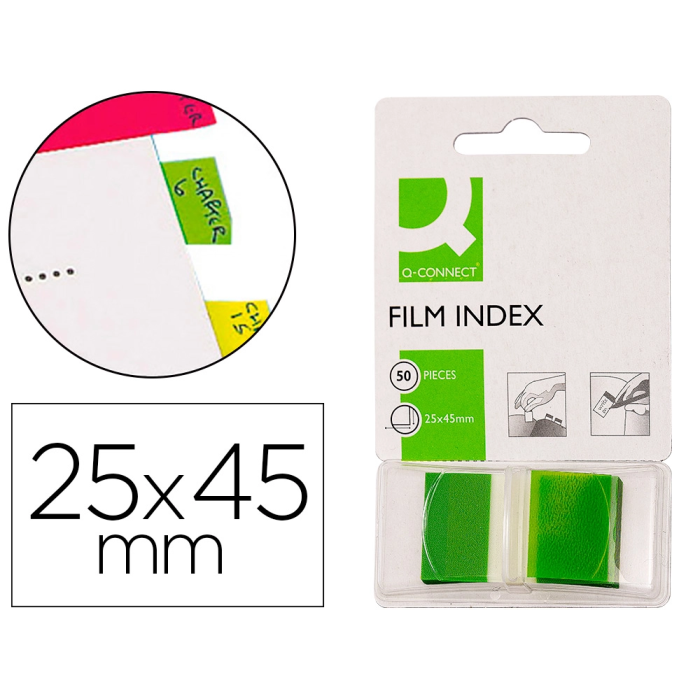 Q-connect Banderitas Separadoras Verdes Dispensador 50 Unidades Tamaño 45 x 25 mm 0 Q-connect Banderitas Separadoras Verdes Dispensador 50 Unidades Tamaño 45 x 25 mm 0