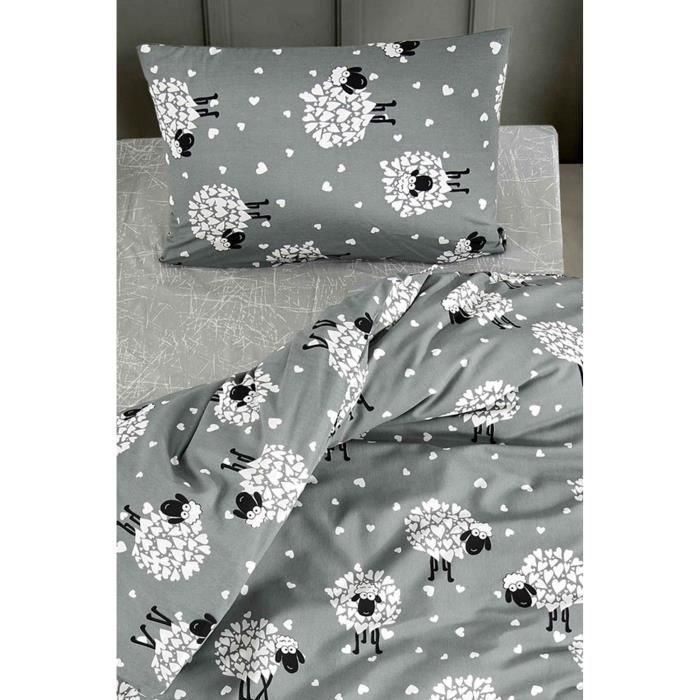 Juego de cama ASI8684283019366 - 1 funda nórdica 220x240 cm + 2 fundas de almohada 60x60 cm - Algodón/Poliéster Gris 3 Juego de cama ASI8684283019366 - 1 funda nórdica 220x240 cm + 2 fundas de almohada 60x60 cm - Algodón/Poliéster Gris 3