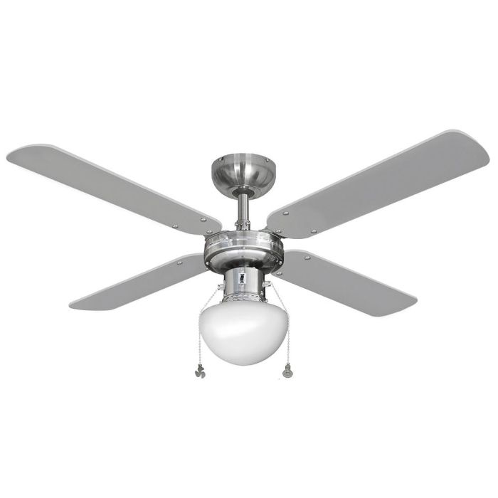 Edm Ventilador de Techo Modelo Caribe Cromado, 50W, Ø102 cm, 3 Velocidades, con Luz E27, IP20